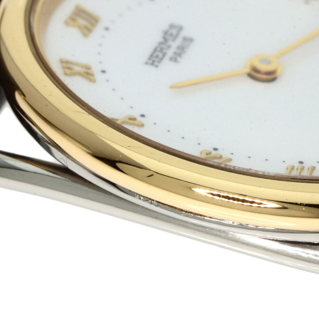 HERMES Watches Quartz Stainless Steel, Leather, Gold Plated gold Arceau white dial Women Used Authentic