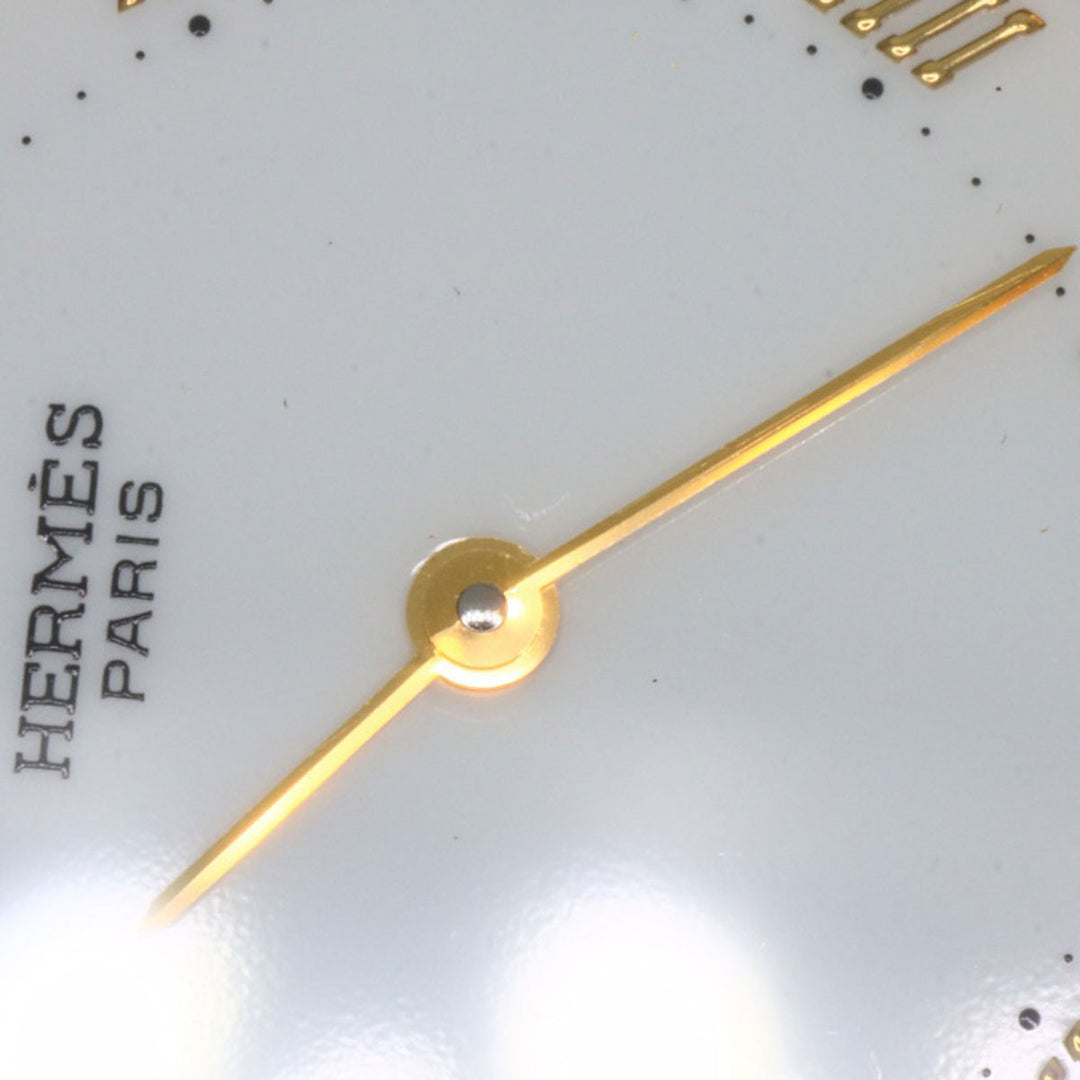 HERMES Watches Quartz Stainless Steel, Leather, Gold Plated gold Arceau white dial Women Used Authentic