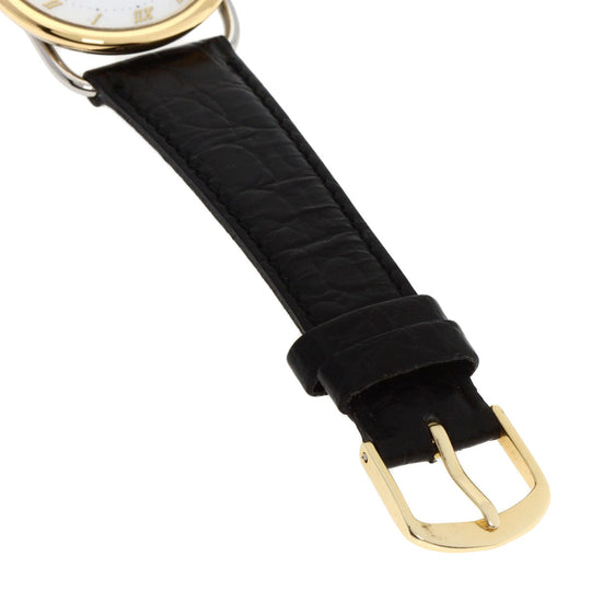 HERMES Watches Quartz Stainless Steel, Leather, Gold Plated gold Arceau white dial Women Used Authentic