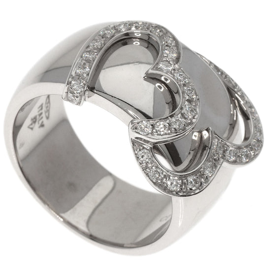Ponte Vecchio Ring K18WG Silver Heart diamond Women Used Authentic