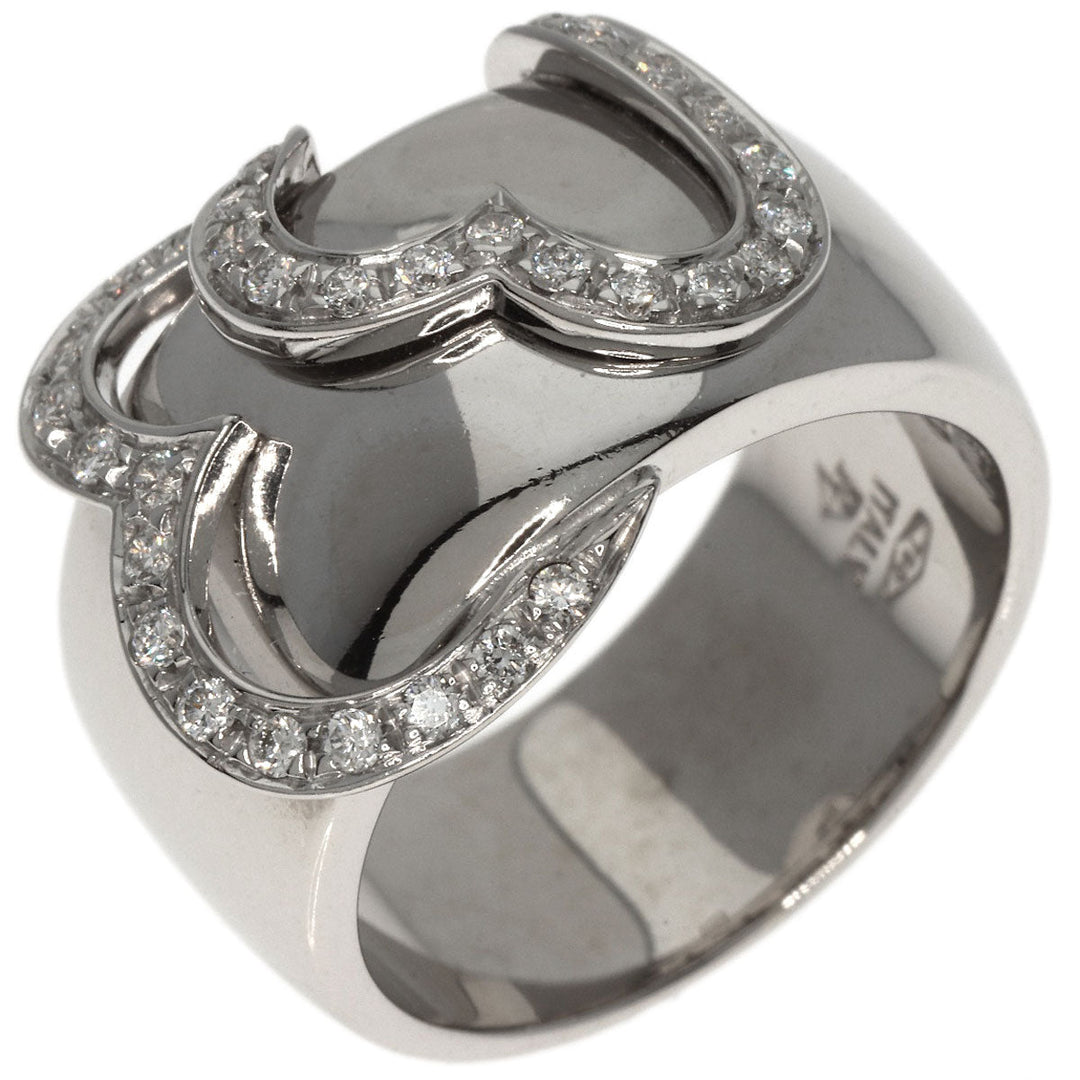 Ponte Vecchio Ring K18WG Silver Heart diamond Women Used Authentic