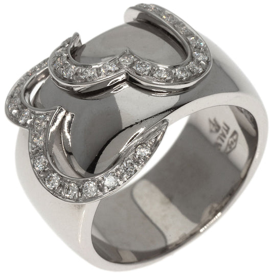 Ponte Vecchio Ring K18WG Silver Heart diamond Women Used Authentic