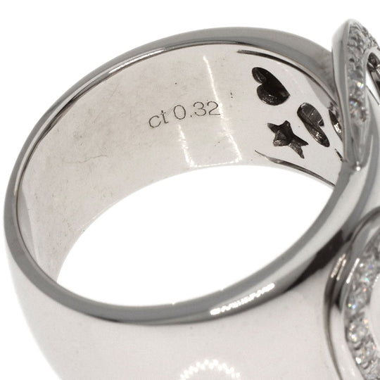 Ponte Vecchio Ring K18WG Silver Heart diamond Women Used Authentic