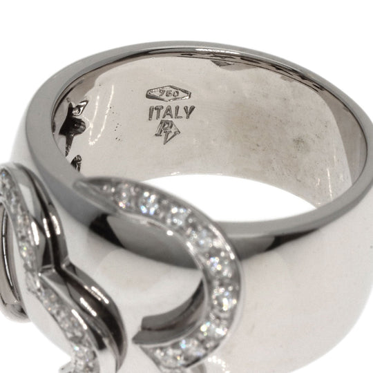 Ponte Vecchio Ring K18WG Silver Heart diamond Women Used Authentic