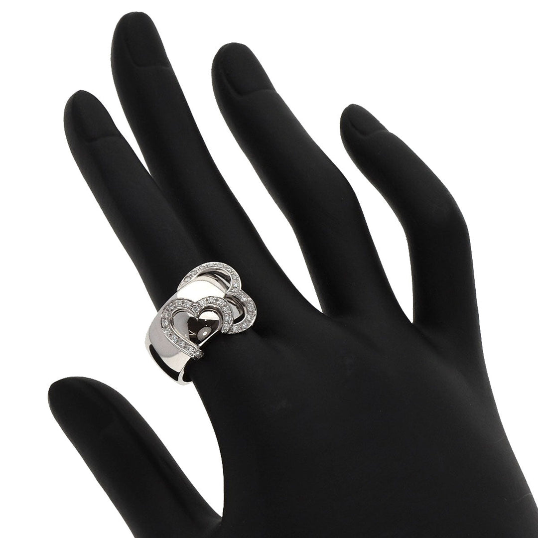 Ponte Vecchio Ring K18WG Silver Heart diamond Women Used Authentic
