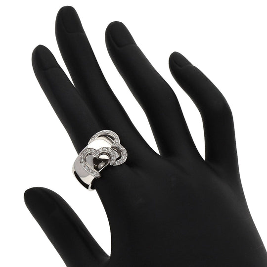 Ponte Vecchio Ring K18WG Silver Heart diamond Women Used Authentic