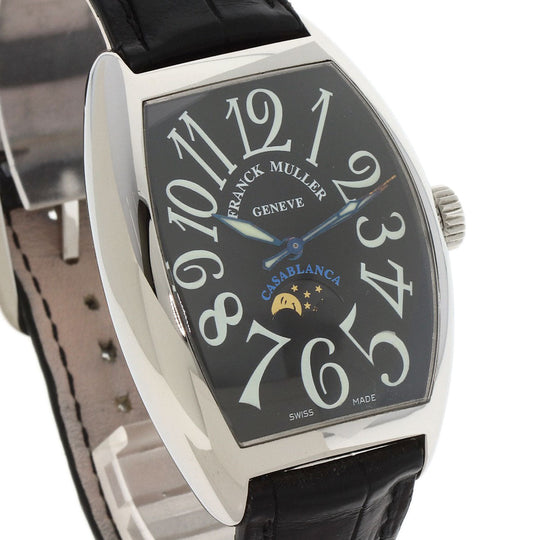 FRANCK MULLER Watches Mechanical Automatic 7880CL Stainless Steel, Leather Silver Casablanca Luna black dial mens Used Authentic
