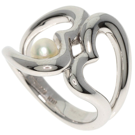 MIKIMOTO Ring K18WG Silver Pearl W Heart