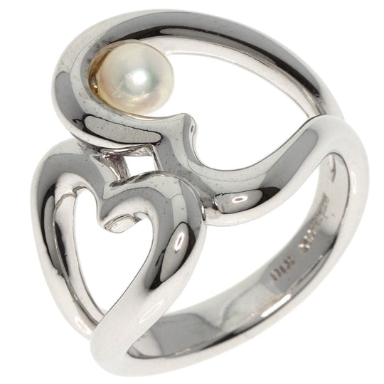 MIKIMOTO Ring K18WG Silver Pearl W Heart