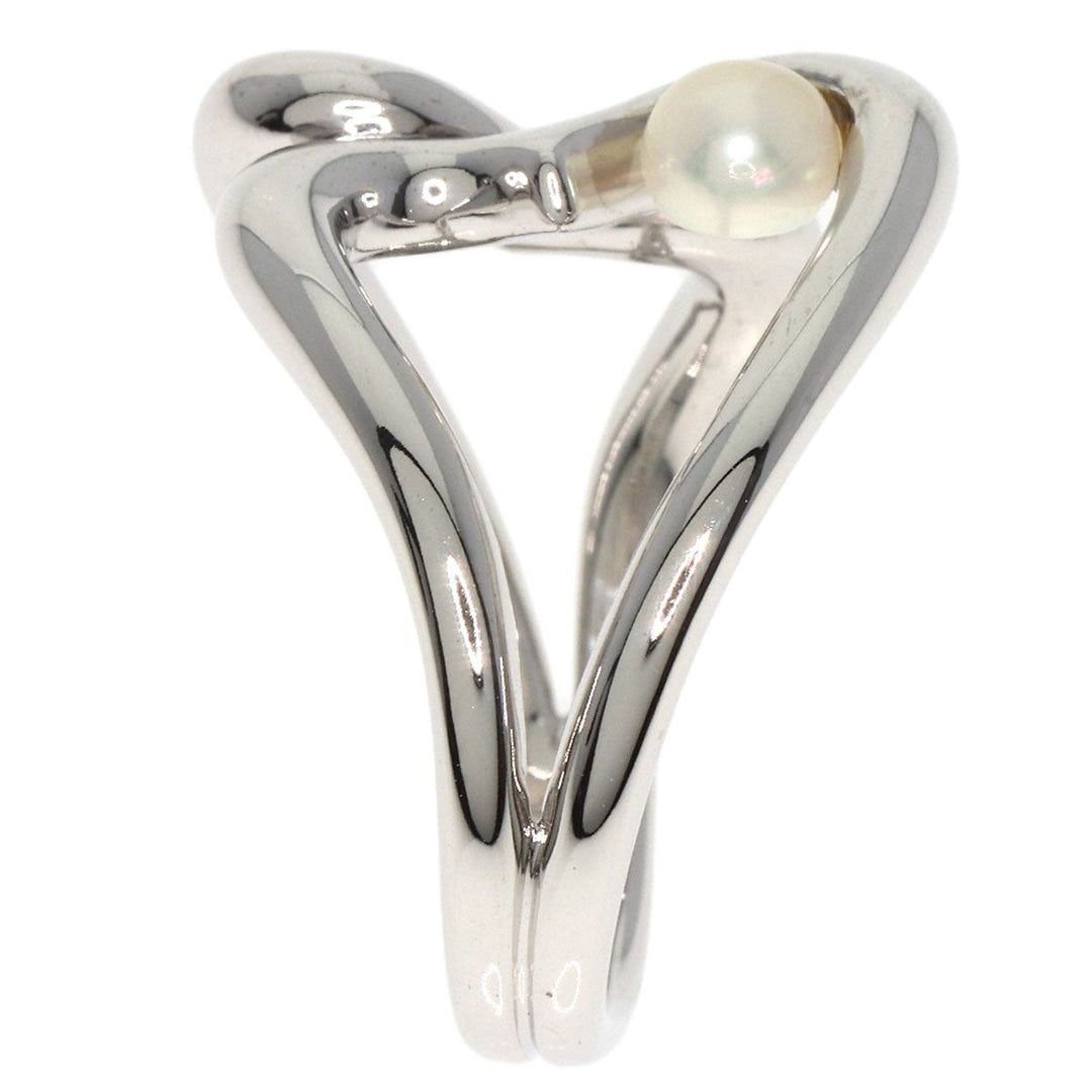 MIKIMOTO Ring K18WG Silver Pearl W Heart