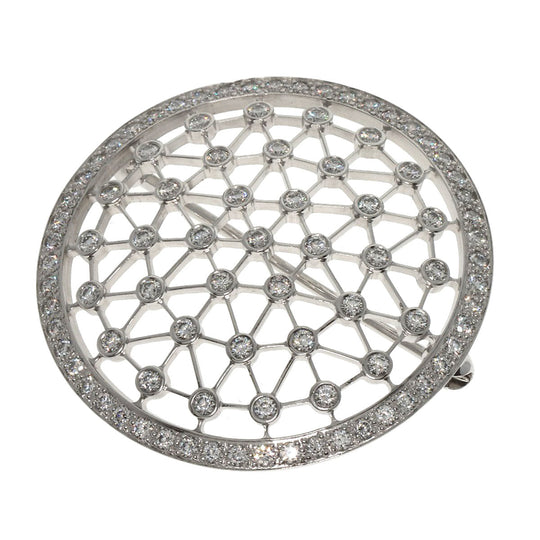 TIFFANY&Co. Brooch PT950 Silver Voir Diamond Women Used Authentic
