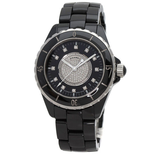 CHANEL Watches Mechanical Automatic H1757 Ceramic, Ceramic black J12 1.5" 12P Center Diamond diamond dial mens Used Authentic
