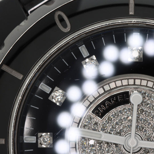 CHANEL Watches Mechanical Automatic H1757 Ceramic, Ceramic black J12 1.5" 12P Center Diamond diamond dial mens Used Authentic