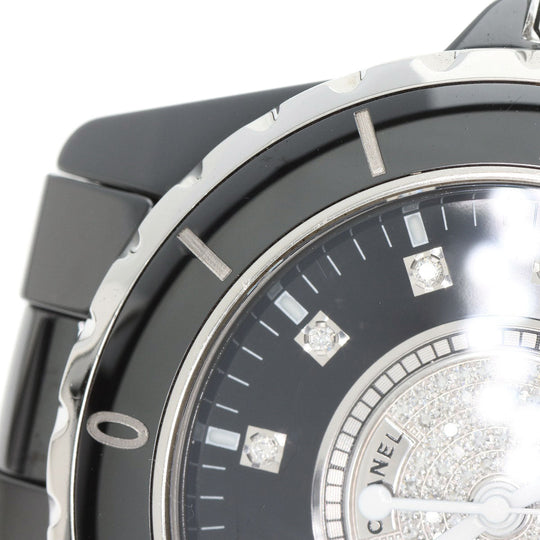 CHANEL Watches Mechanical Automatic H1757 Ceramic, Ceramic black J12 1.5" 12P Center Diamond diamond dial mens Used Authentic
