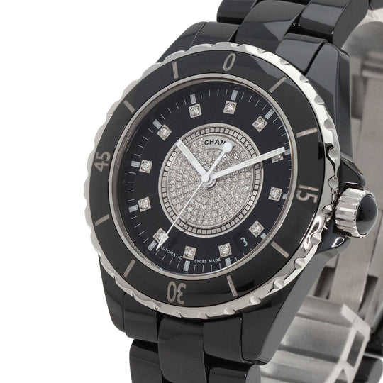 CHANEL Watches Mechanical Automatic H1757 Ceramic, Ceramic black J12 1.5" 12P Center Diamond diamond dial mens Used Authentic