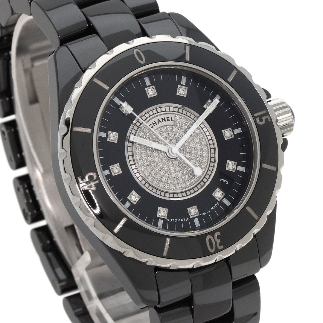 CHANEL Watches Mechanical Automatic H1757 Ceramic, Ceramic black J12 1.5" 12P Center Diamond diamond dial mens Used Authentic