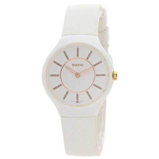 RADO Watches Quartz Ceramic, Rubber white True Thinline Unused white dial Women Used Authentic