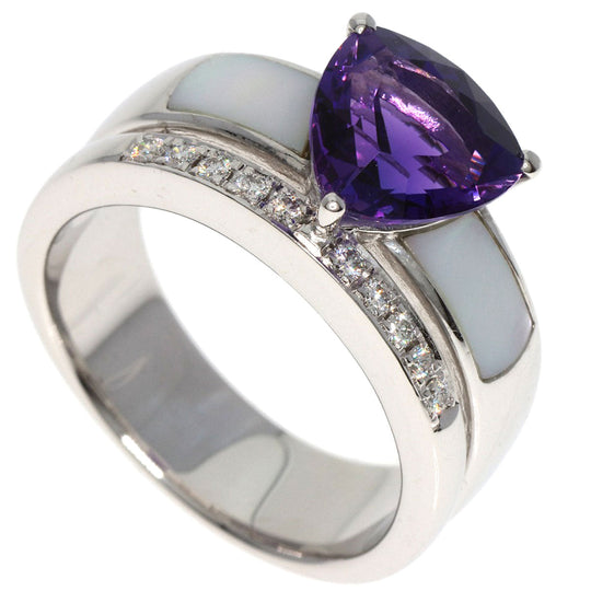 TASAKI Ring K18WG Silver Diamond Amethyst Shell