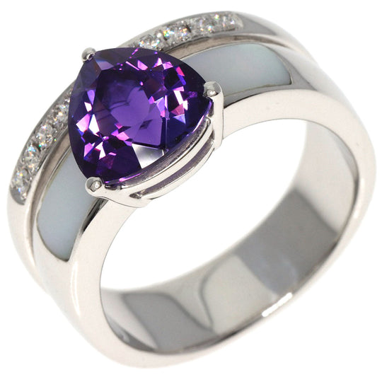 TASAKI Ring K18WG Silver Diamond Amethyst Shell