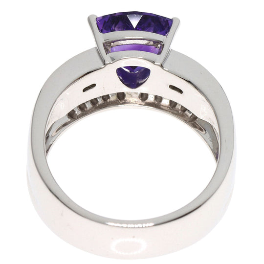 TASAKI Ring K18WG Silver Diamond Amethyst Shell