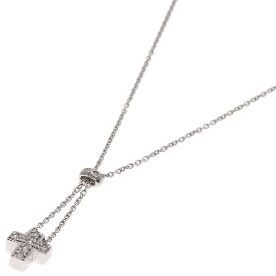STAR JEWELRY Necklace K18WG Silver Cross diamond Women Used Authentic
