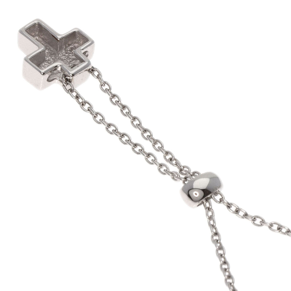 STAR JEWELRY Necklace K18WG Silver Cross diamond Women Used Authentic