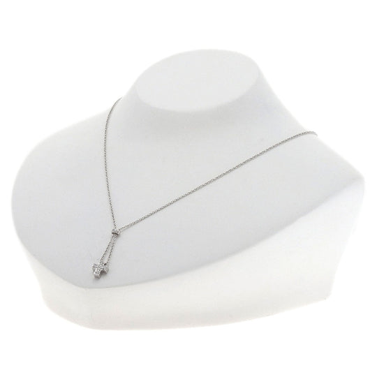 STAR JEWELRY Necklace K18WG Silver Cross diamond Women Used Authentic