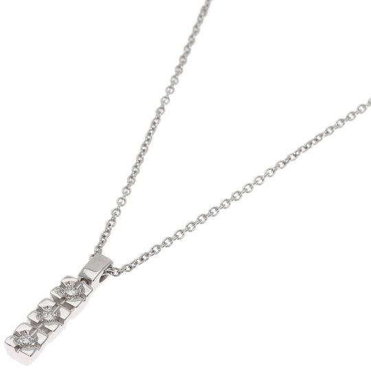 STAR JEWELRY Necklace K18WG Silver 3P Diamond Women Used Authentic