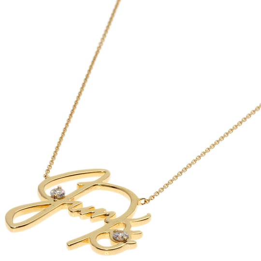 STAR JEWELRY Necklace 18K Yellow Gold gold Name Junko 2P Diamond Women Used Authentic