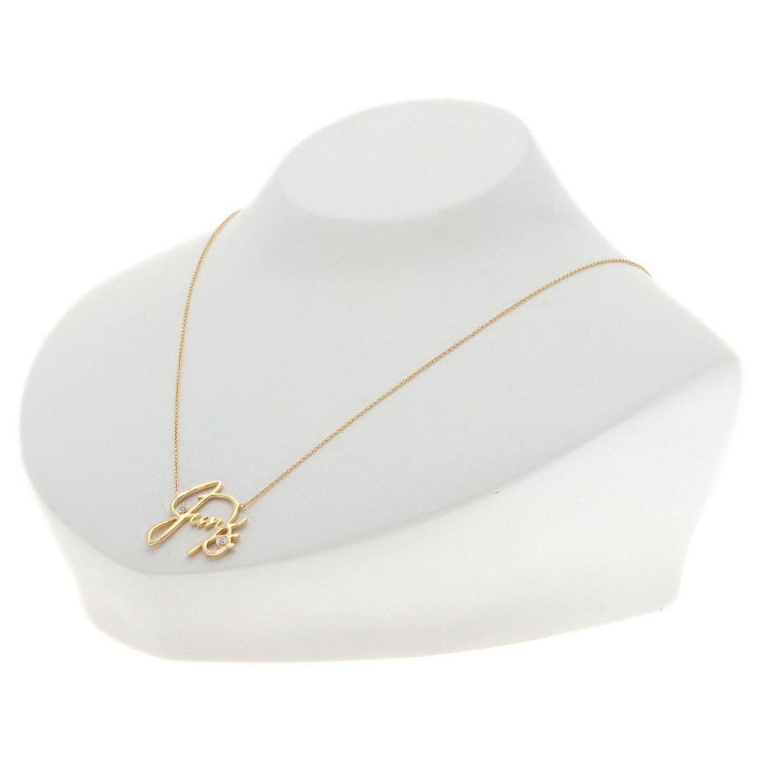 STAR JEWELRY Necklace 18K Yellow Gold gold Name Junko 2P Diamond Women Used Authentic