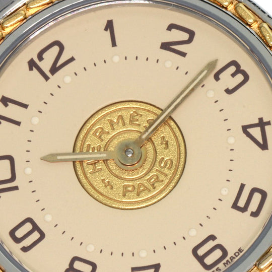 HERMES Watches Quartz Stainless Steel , SSxGP gold Serie Ivory dial Women Used Authentic