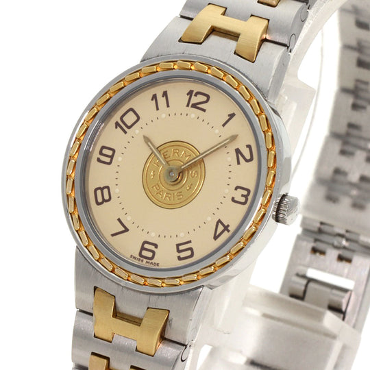 HERMES Watches Quartz Stainless Steel , SSxGP gold Serie Ivory dial Women Used Authentic