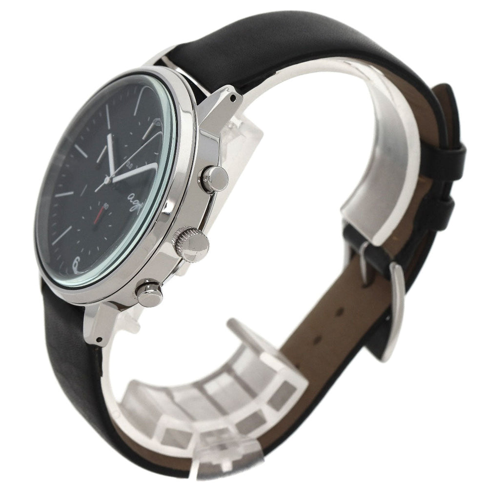 agnes b. Watches Quartz VD57-KR30 Stainless Steel, Leather black Round face black dial mens Used Authentic