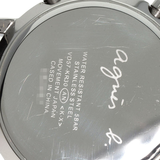 agnes b. Watches Quartz VD57-KR30 Stainless Steel, Leather black Round face black dial mens Used Authentic