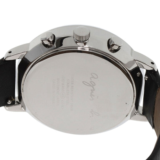 agnes b. Watches Quartz VD57-KR30 Stainless Steel, Leather black Round face black dial mens Used Authentic