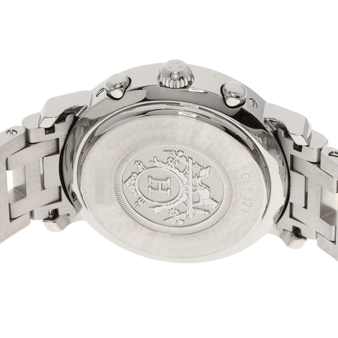 HERMES Watches Quartz CL1.321 Stainless Steel , SSxPGP gold Clipper Chronograph New Buckle Pink shell dial Women Used Authentic