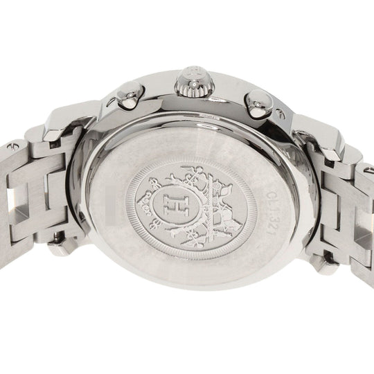 HERMES Watches Quartz CL1.321 Stainless Steel , SSxPGP gold Clipper Chronograph New Buckle Pink shell dial Women Used Authentic