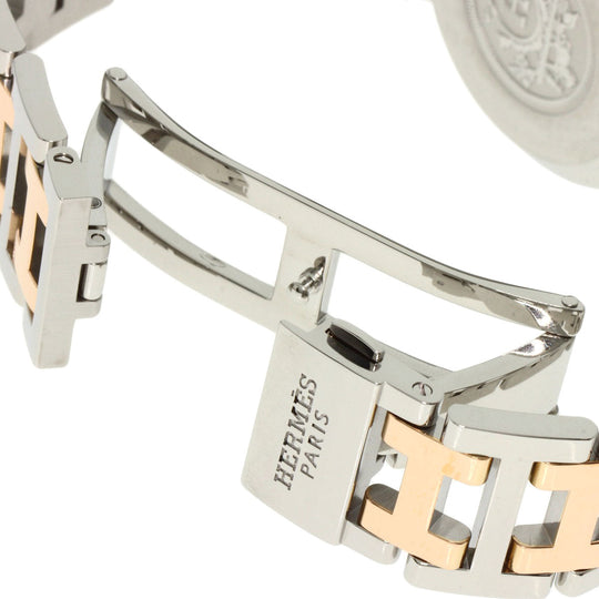 HERMES Watches Quartz CL1.321 Stainless Steel , SSxPGP gold Clipper Chronograph New Buckle Pink shell dial Women Used Authentic