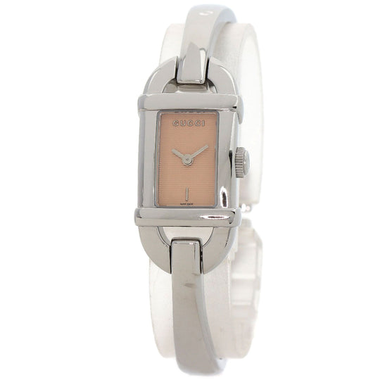 GUCCI Watches Quartz 6800L Stainless Steel , Stainless Steel Silver Square face Orange dial Women Used Authentic