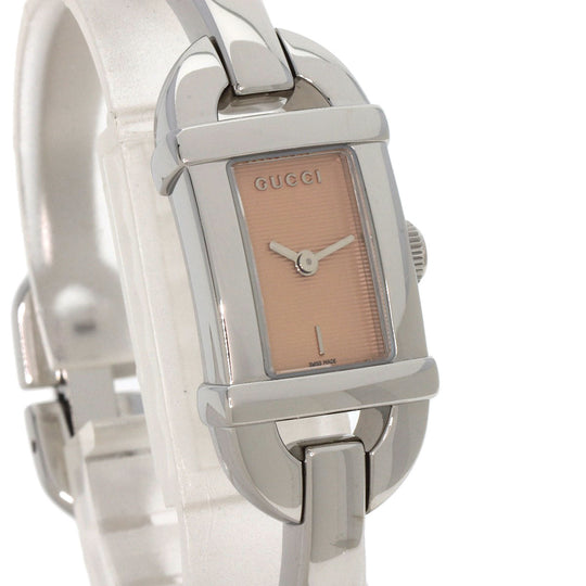 GUCCI Watches Quartz 6800L Stainless Steel , Stainless Steel Silver Square face Orange dial Women Used Authentic