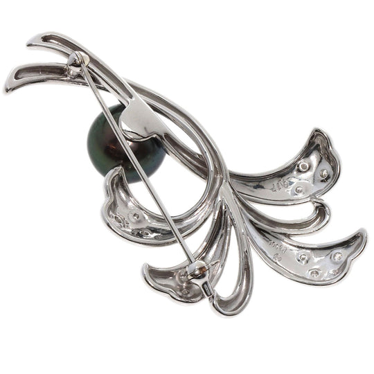 TASAKI Brooch PT900 Silver Tahitian Pearl Pearl Diamond Women Used Authentic