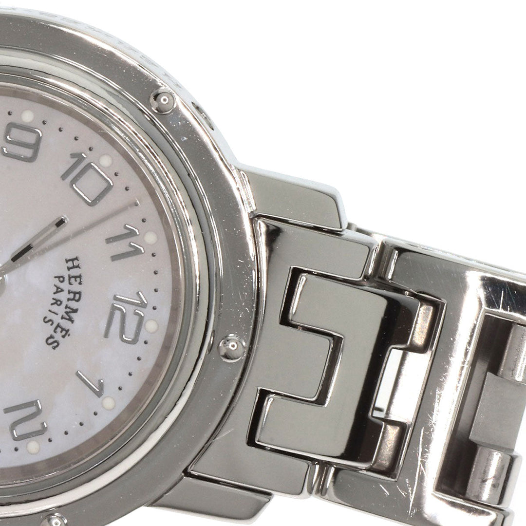 HERMES Watches Quartz CL4.210 Stainless Steel , Stainless Steel Silver Clipper Nacre shell dial Women Used Authentic