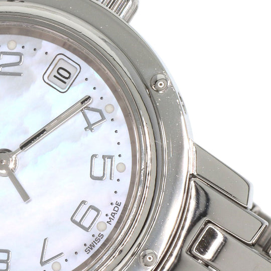 HERMES Watches Quartz CL4.210 Stainless Steel , Stainless Steel Silver Clipper Nacre shell dial Women Used Authentic