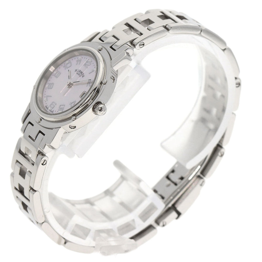 HERMES Watches Quartz CL4.210 Stainless Steel , Stainless Steel Silver Clipper Nacre shell dial Women Used Authentic