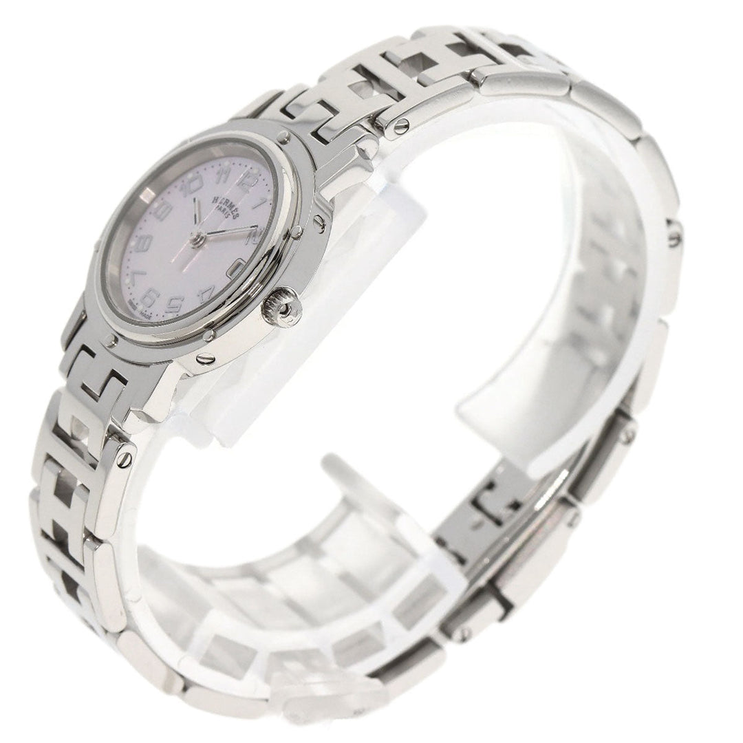 HERMES Watches Quartz CL4.210 Stainless Steel , Stainless Steel Silver Clipper Nacre shell dial Women Used Authentic