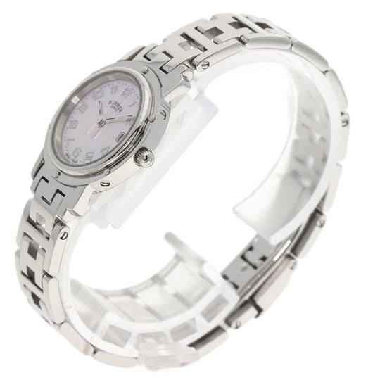 HERMES Watches Quartz CL4.210 Stainless Steel , Stainless Steel Silver Clipper Nacre shell dial Women Used Authentic
