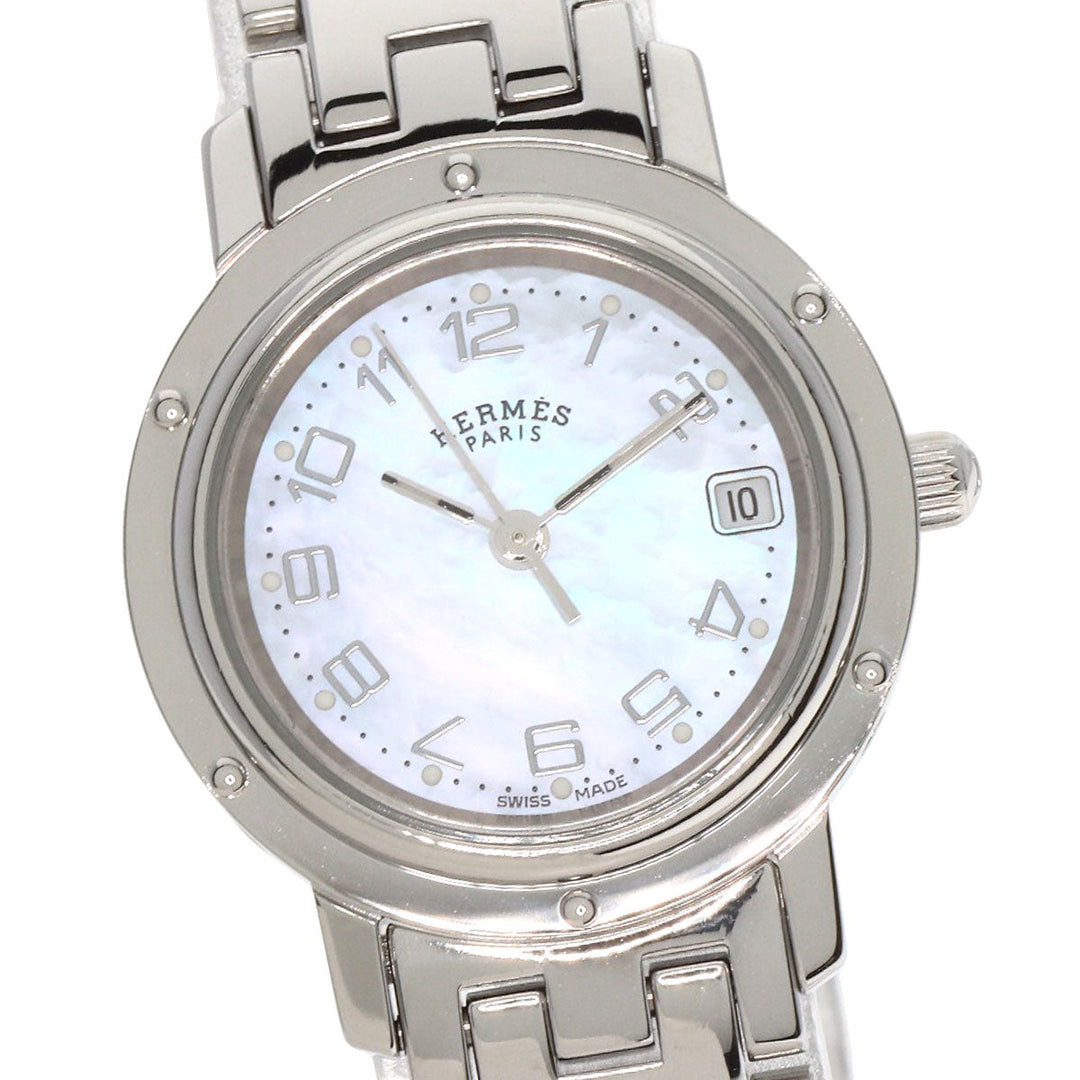 HERMES Watches Quartz CL4.210 Stainless Steel , Stainless Steel Silver Clipper Nacre shell dial Women Used Authentic