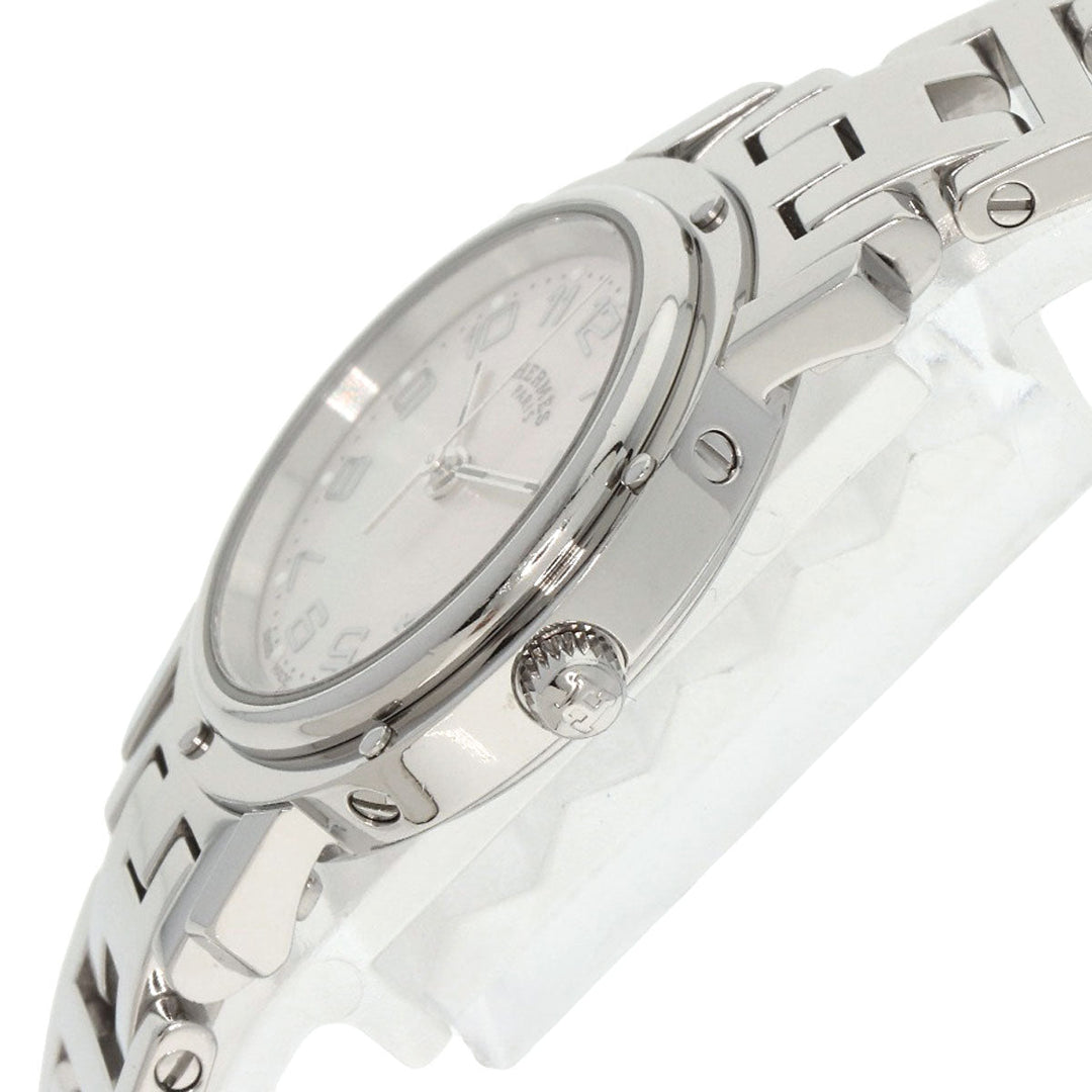 HERMES Watches Quartz CL4.210 Stainless Steel , Stainless Steel Silver Clipper Nacre shell dial Women Used Authentic