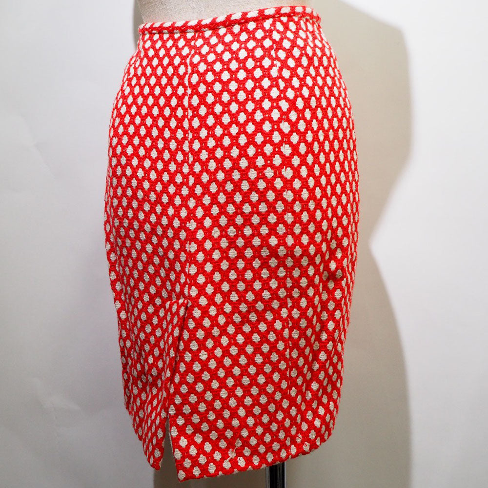 CHANEL skirt P32954V23394 Rayon, Bamboo, Cotton Red 2008 cruise collection COCO Mark button with mini back charm Women 34 Used Authentic