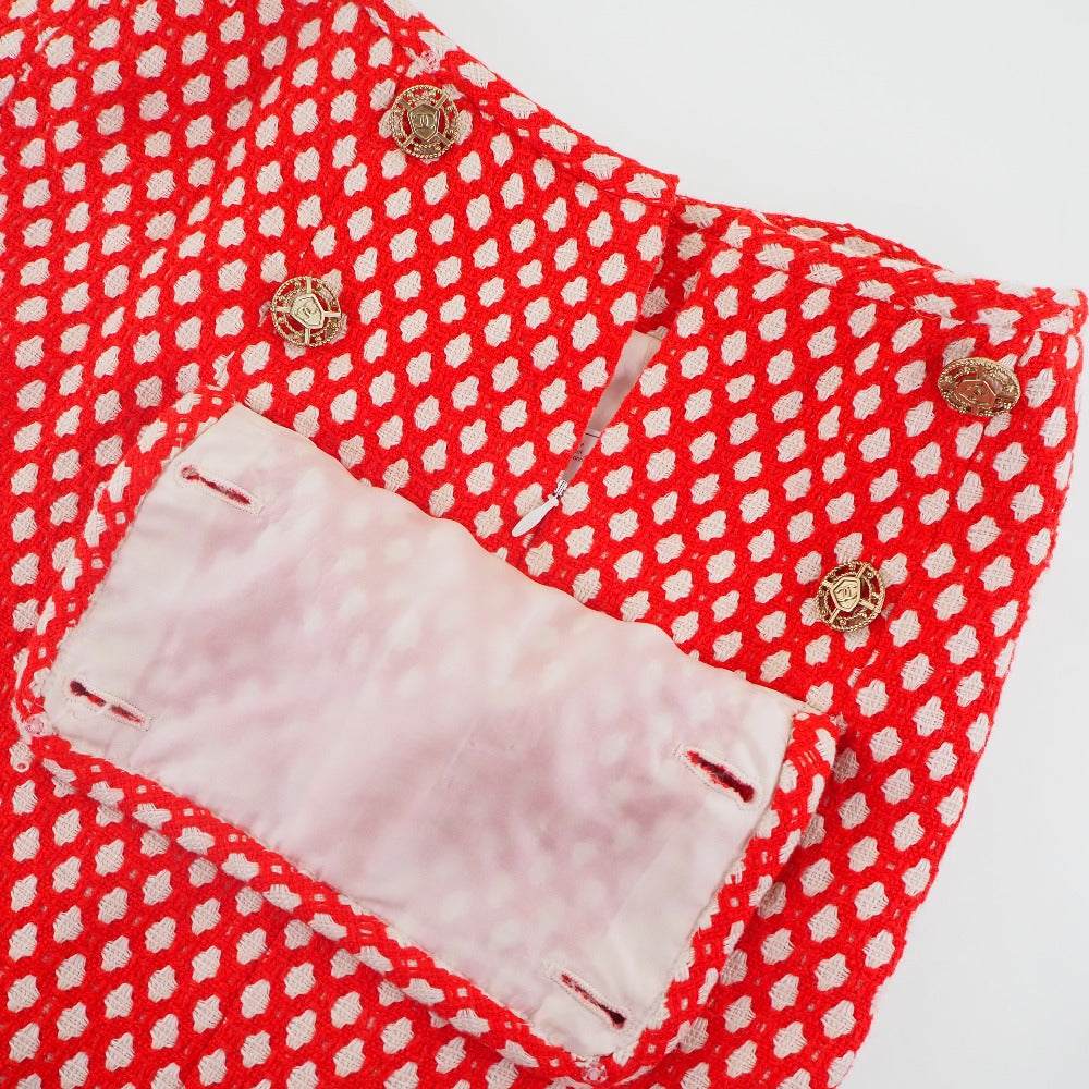 CHANEL skirt P32954V23394 Rayon, Bamboo, Cotton Red 2008 cruise collection COCO Mark button with mini back charm Women 34 Used Authentic